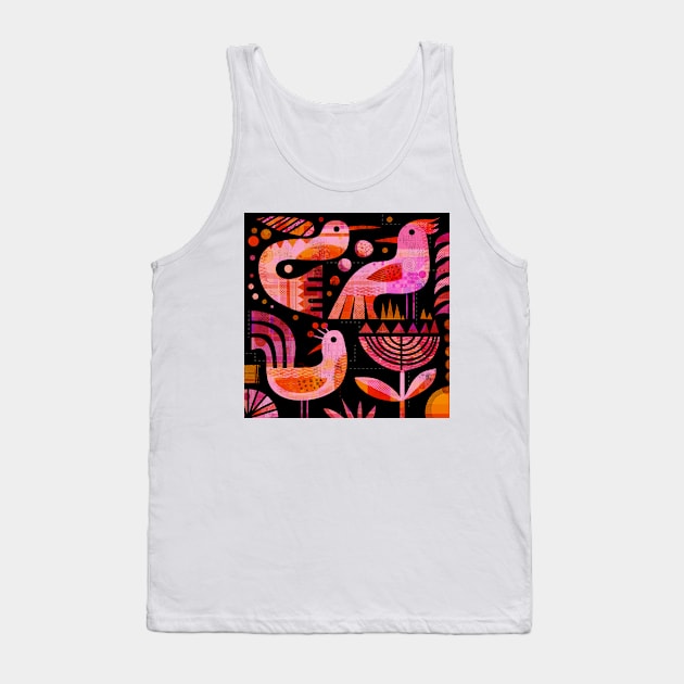 Pink Birds at Night Tank Top by Gareth Lucas